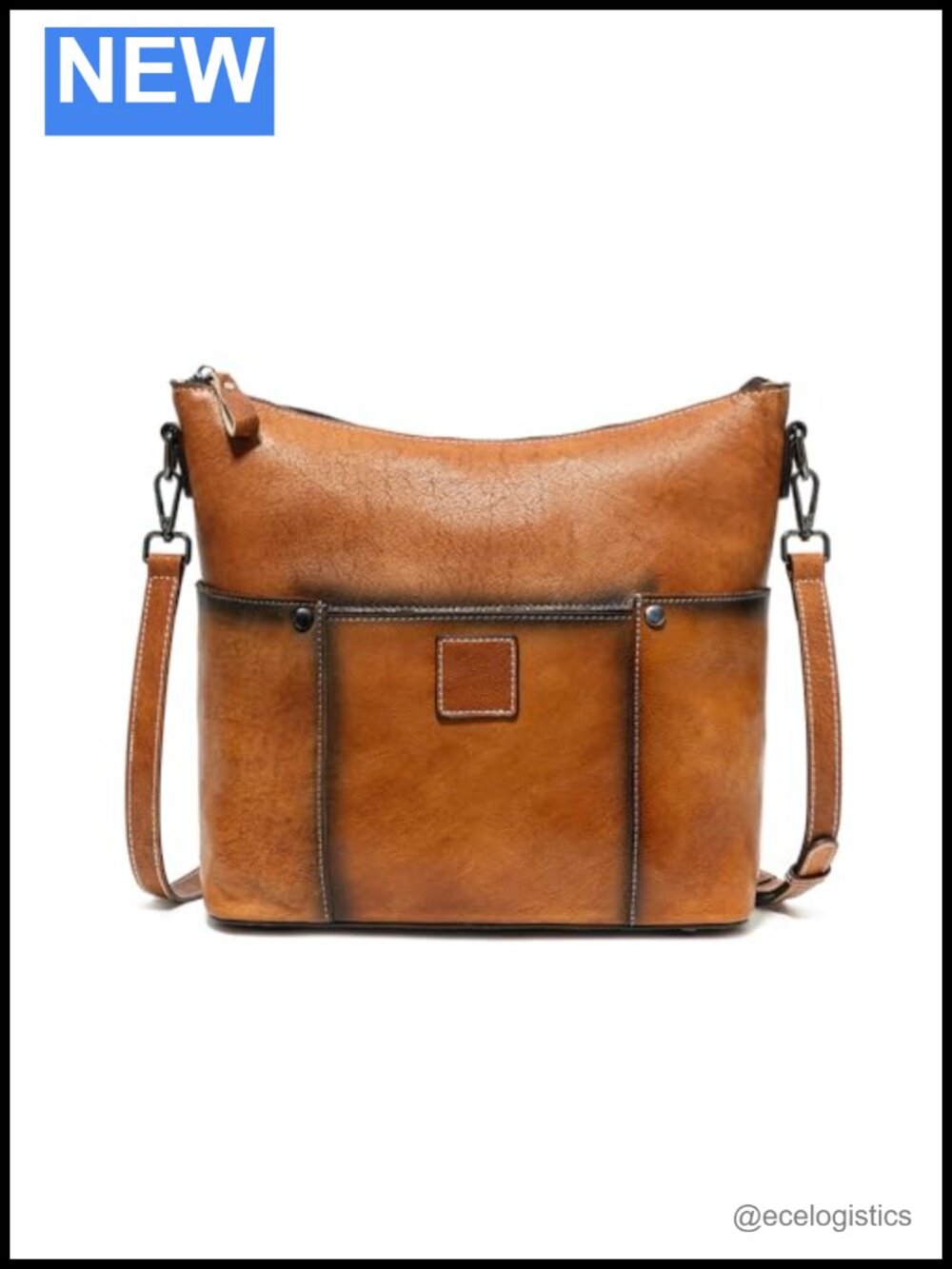 Real Leather Crossbody Bag Medium Multi-Pocket Purse Hobo Shoulder Handbag
